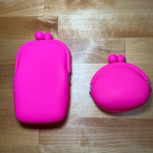 Silicone Bundle Coin Purse Wallet Hot Pink